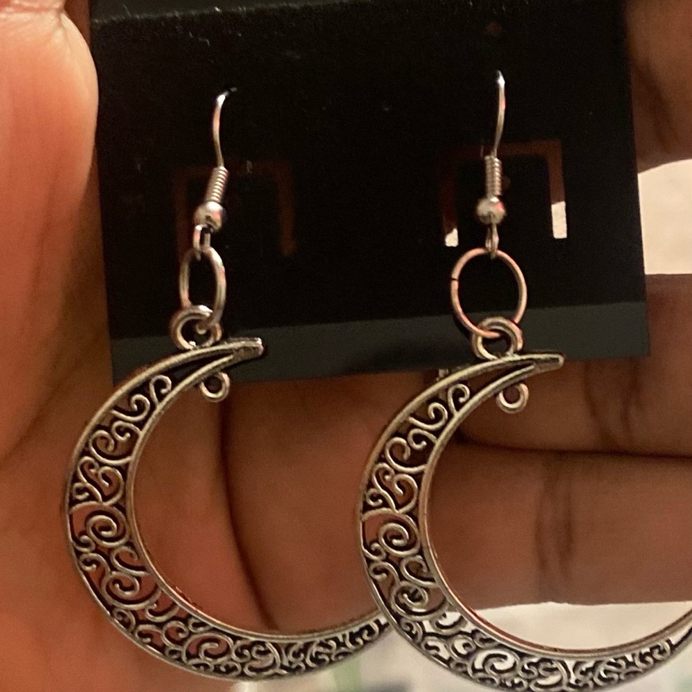 Elegant Silver Crescent Earrings